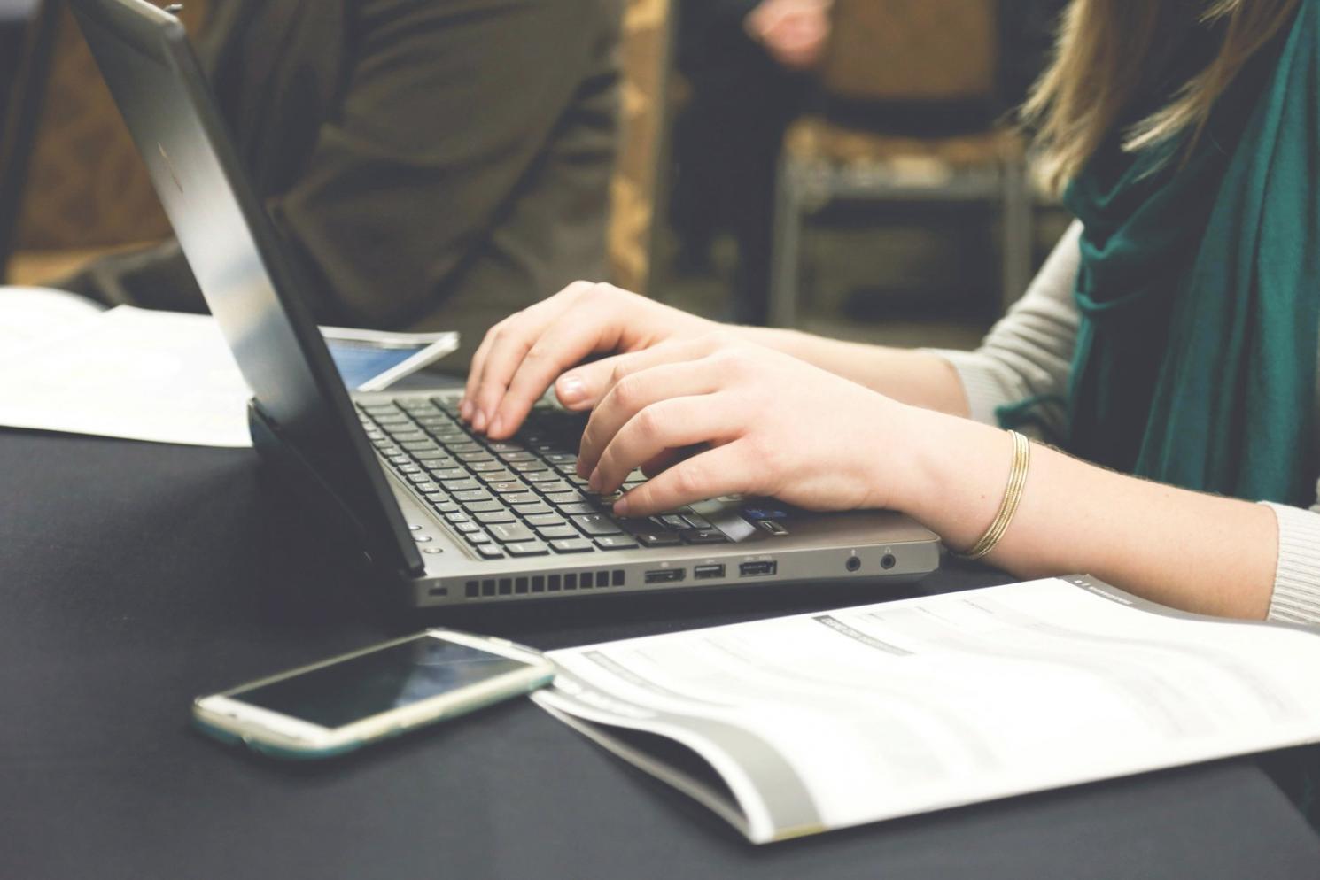 Modern office workspace showcasing collaborative blockchain development environment